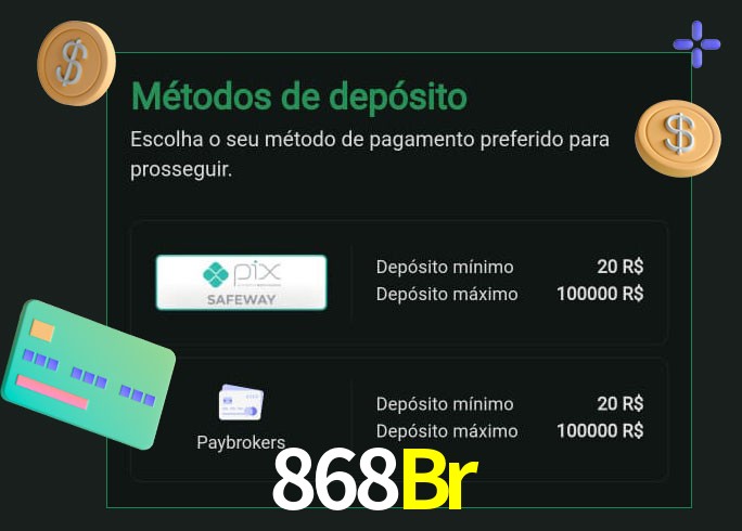 O cassino 868Br oferece uma grande variedade de métodos de pagamento